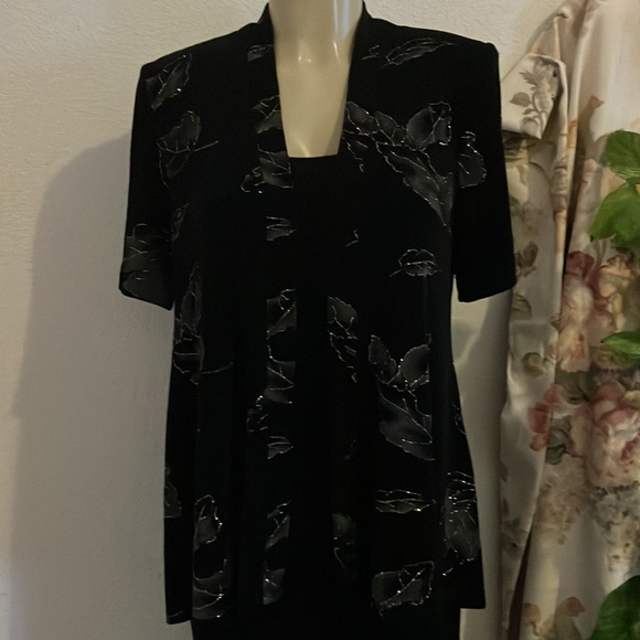 Vintage Dress R&M Richards Long Sleeveless & Short Sleeve Coat with glitter - Picture 1 of 16